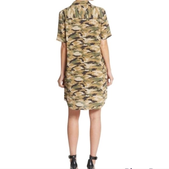 Equipment Silk Utility Button Front Camo Short Sleeve Shirt Dress - Picture 16 of 16